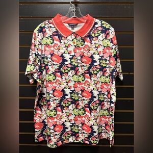 Lands’ End Floral Pima Cotton Polo Shirt – Women’s 1X (16W–18W)